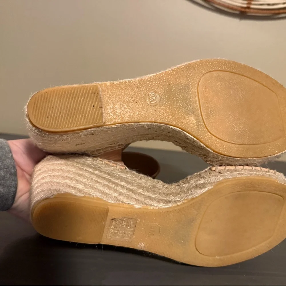 Vince Sophie Women's Nude Leather Wedge Espadrilles